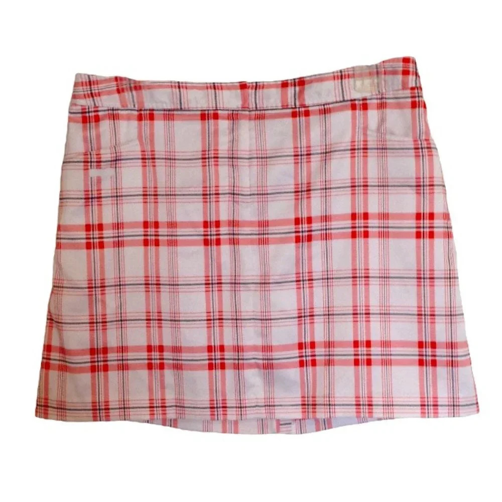 IZOD PerformX Women's Golf Golfing Skort Skirt Size 12 White Red Plaid Size 12